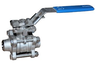 Art. 234DC: 3-piece body ball valve, stainless steel, butt welded connection, PN 63, ISO direct mounting
