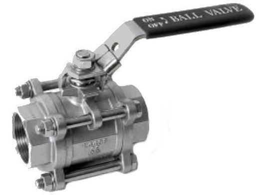 Art. 233: 3-piece body ball valve, stainless steel, threaded connection