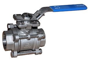 Art. 233DC: 3-piece body ball valve, stainless steel, threaded connection, PN 63, ISO direct mounting