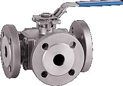 Art. C3L/T: 3-way flanged ball valve with L-or T-bore, cast iron, cast steel, stainless steel, full bore, PN 16/40